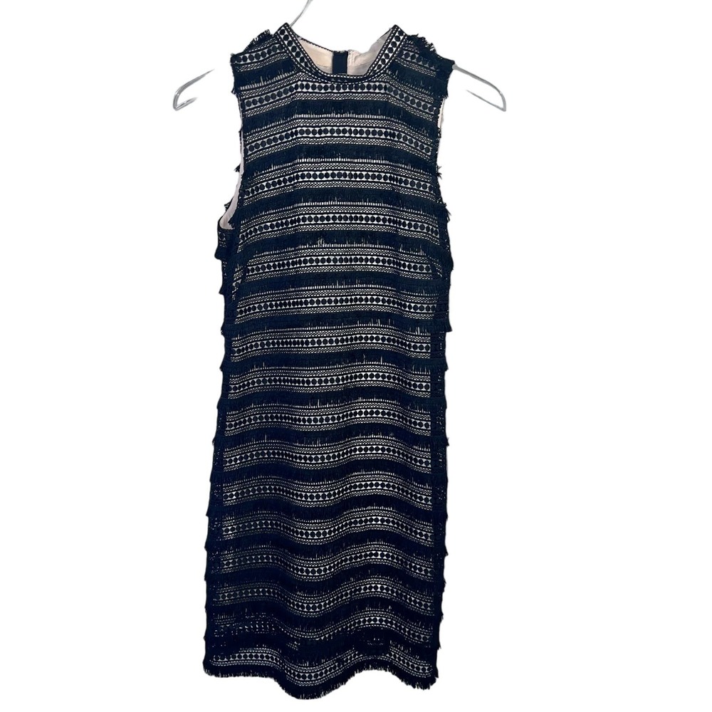 J. Crew Black Dotted Fringe Dress Size 4